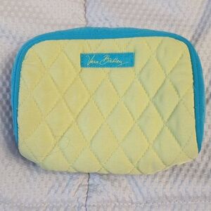 Vera Bradley Yellow Quilted Cosmetic Pouch with Turquoise Trim